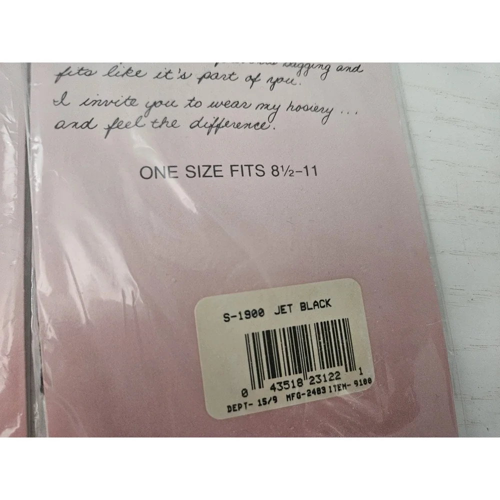 VTG Jaclyn Smith Silky Sheer Jet Black Nylon Pantyhose Lycra Set‎ Of 2